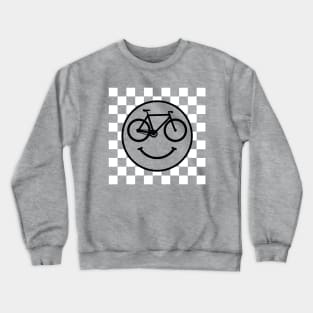 Bicycle Happy Smiley Bike Face Checkers Crewneck Sweatshirt